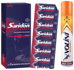 Combo Pack of Volini Spray for Sprain, Muscle and Joint Pain (100gm) & Saridon Advance Tablet for 5 in 1 Pain Relief (10)