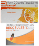 Combo Pack of Limcee Chewable Tablet Orange (15) & Becosules Z Capsule (20)