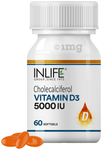 Inlife Vitamin D3 5000 IU Cholecalciferol Softgel Capsule with Coconut Oil | Men & Women