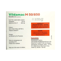 Vildamac M 50 850 Tablet View Uses Side Effects Price And Substitutes 1mg