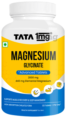 Magnesium Glycinate Tablet | High Absorption Chelated Supplement for Muscle Recovery | by Tata 1mg