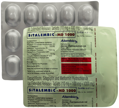 Sitalembic MD 10mg/1000mg/100mg Tablet