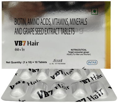 VB7 Hair Tablet with Biotin, Amino Acids, Vitamins, Minerals & Grape Seed Extract