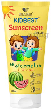 HealthBest Kids Sunscreen SPF 30, PA+++ Cooling Watermelon Hydrates All Skin Types