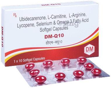 DM-Q10 Soft Gelatin Capsule: Buy strip of 10.0 soft gelatin capsules at  best price in India