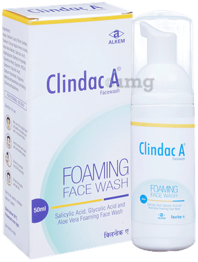 CLINdac A Foaming Face Wash with Aloe Vera, Salicylic & Glycolic Acid | For Acne Prone, Dry Skin