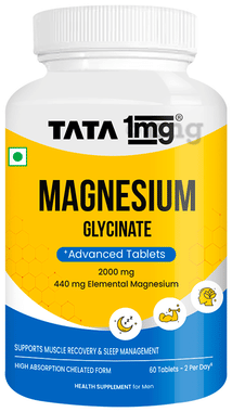 Magnesium Glycinate Tablet | High Absorption Chelated Supplement for Muscle Recovery | by Tata 1mg