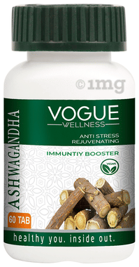 Vogue Wellness Ashwagandha Tablets for Anti Stress, Rejuvenates body & Immunity Booster (60 Each)