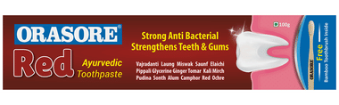 Orasore Red Toothpaste (100gm) with Bamboo Toothbrush Free Inside