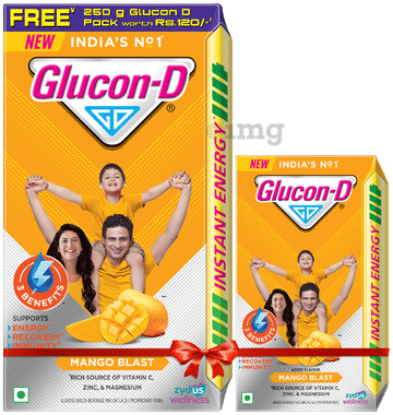 Glucon-D with Glucose, Calcium, Vitamin C & Sucrose | Nutrition Booster Mango Blast