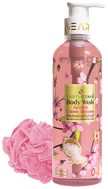 Earthgenix Body Wash Pink Himalayan Rock Salt Japanese Cherry Blossom with Loofah Free