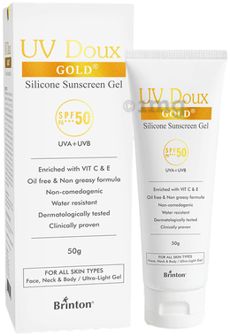 UV Doux Gold Silicone Sunscreen Gel SPF 50 | With Vitamin C & E for All Skin Types