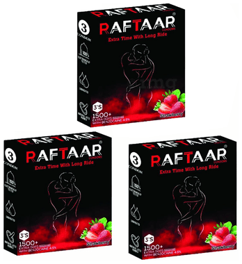 Raftaar Condom (3 Each) Strawberry
