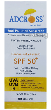 Adcross Anti-Pollution Aqua Gel SPF 50+ Sunscreen | UVA/UVB & IR Protection | Paraben-Free
