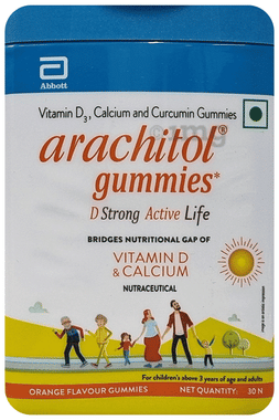 Arachitol Gummies - Vitamin D3+Calcium+Curcumin Gummies Orange Flavour