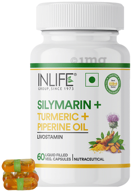 Inlife Silymarin + Turmeric + Piperine Oil Livostamin Veg Capsule