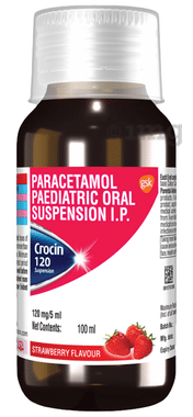 Crocin 120 Paracetamol Paediatric Oral Suspension | Flavour Strawberry