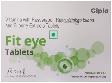 Fit Eye Tablet with Vitamins, Resveratrol, Rutin, Ginkgo Biloba & Bilberry Extracts