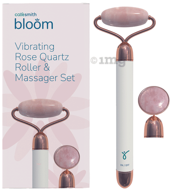 Caresmith Bloom Vibrating Rose Quartz Roller & Massager Set White