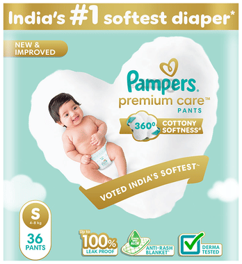 Pampers Premium Care Pants with Aloe Vera & Cottony Softness | Size Small