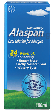 Alaspan Loratadine Non-Drowsy Oral Solution | Relieves Sneezing, Runny Nose, Itchy Throat & Watery Eyes