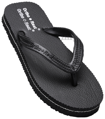 Ortho + Rest Unisex Hawaii Chappal Orthopedic Comfort, Bathroom Rubber Flip-Flops Black 9 Ortho + Rest Unisex Hawaii Chappal Orthopedic Comfort, Bathroom Rubber Flip-Flops Black 9