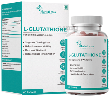 Herbal Max L-Glutathione For Shining & Lightning Skin Tablet: Buy bottle of  60.0 tablets at best price in India