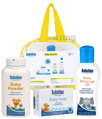 Babuline Baby Care Kit | Baby Powder, Baby Massage Oil & Baby Soap | Baby First Gift Combo Set Bag | Newborn Baby Skin Care Kit
