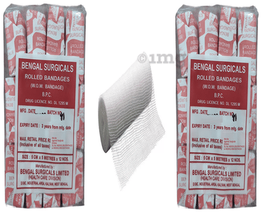 Absorbent Cotton Medical Gauze Roll Bandage (12 Each) 5cm x 5m