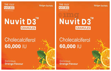 The Old Natural Nuvit D3 Granules Cholecalciferol 60,000 IU Sachet (10 Each) Delicious Orange The Old Natural Nuvit D3 Granules Cholecalciferol 60,000 IU Sachet (10 Each) Delicious Orange
