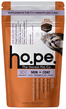 ho.pe. by The Honest Pet Co. Skin + Coat Chicken Supplement Chews for Dogs with Biotin & Collagen