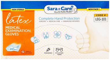 Sara+ Care LEG 101 Non-Sterile Latex Medical Examination Gloves Glove Small