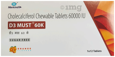 D3 Must 60K Orange Sugar Free Chewable Tablet