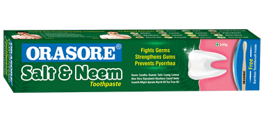 Orasore Salt & Neem Toothpaste (100gm) with Bamboo Toothbrush Free Inside