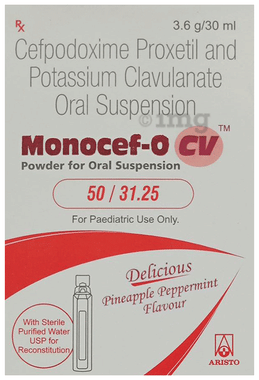 Monocef-O CV 50/31.25 Powder for Oral Suspension Delicious Pineapple Peppermint