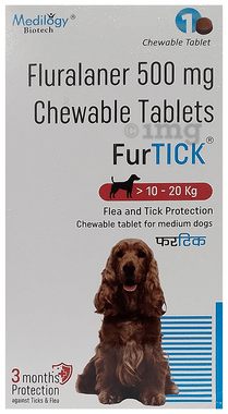 FurTICK Fluralaner 500 mg Chewable Tablet For Dogs (>10-20kg)