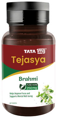 Tata 1mg Tejasya Brahmi Tablet | 250 mg Pure Herb | Supports Mind Wellness | Helps Improve Alertness
