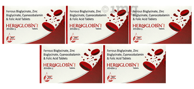 Heroglobin Daily Ferrous Bisglycinate Zinc Bisglycinate Cyanocobalamin Folic Acid Supplement Tablets (60 Each)