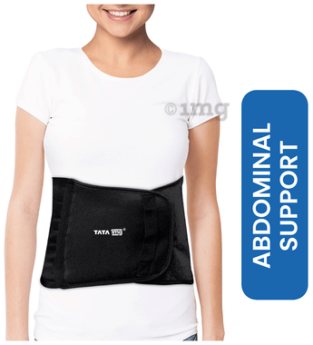 Tata 1mg Abdominal Belt Black, Abdominal Support for post Delivery, Slimming Waist, and Lower Back Pain XXL