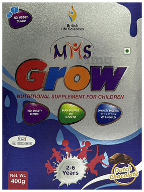 Mms Grow Nutritional Supplement for Children 2-6 Years Powder Dutch Chocolate No Added Sugar