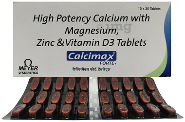 Calcimax Forte+ Calcium Tablet with Magnesium, Zinc & Vitamin D3 | Nutrition Formula with Essential Minerlas | For Bone, Joint & Muscle Care