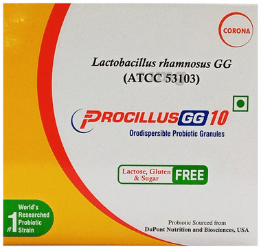Procillus GG 10 Orodispersible Probiotic Granules Vanilla Lactose,Gluten & Sugar Free