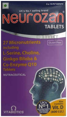Neurozan Tablet with Serine, Choline, Gingko Biloba & Coenzyme Q10 | Gluten Free