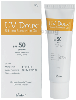 UV Doux Silicone Sunscreen Gel SPF 50 PA+++ | Oil-Free, Matte Finish & Water-Resistant with Free Face Cleanser