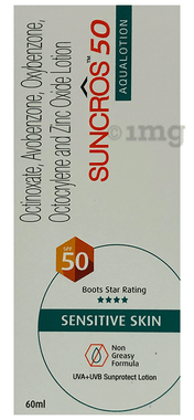 Suncros 50 Aqua Sunscreen SPF 50 | For Sensitive Skin | Non-Greasy Lotion
