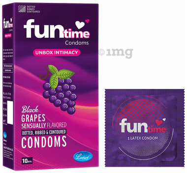 Funtime Dotted, Ribbed & Contoured Condom Black Grapes