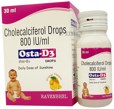 Osta-D3 Vitamin D3 (Cholecalciferol) 800 IU/ml Drop | For Kids' Bone Health | Flavour Orange