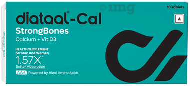 Diataal Cal Tablet Strong Bones | Active Absorbable Calcium + Vit D3 | for Men & Women