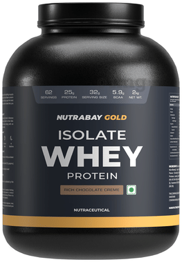 Nutrabay Gold Isolate Whey Protein for Muscles, Recovery, Digestion & Immunity | No Added Sugar | Flavour Rich Chocolate Creme