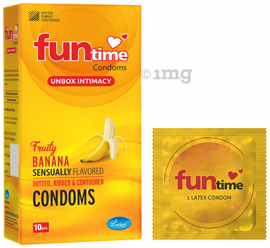 Funtime Dotted, Ribbed & Contoured Condom Fruity Banana